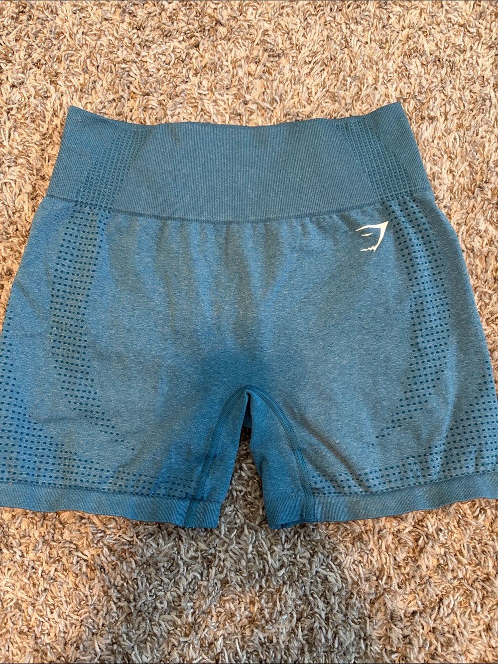 Gymshark Women's Seamless High-Waist Bike Shorts - Teal Blue Medium